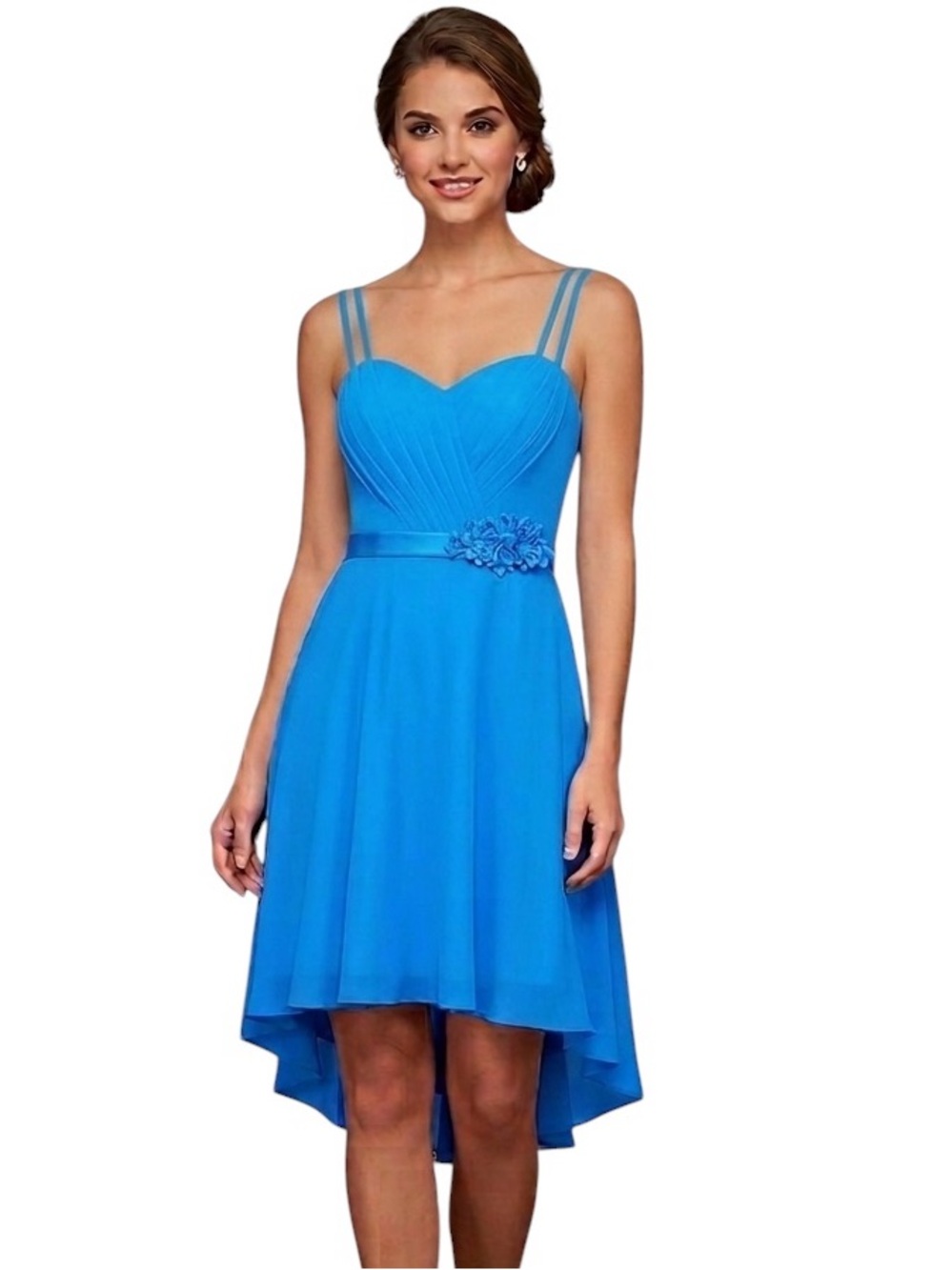 Alfred Angelo Electric Blue Double-Strap High-Low Dress Size US 0 NWOT